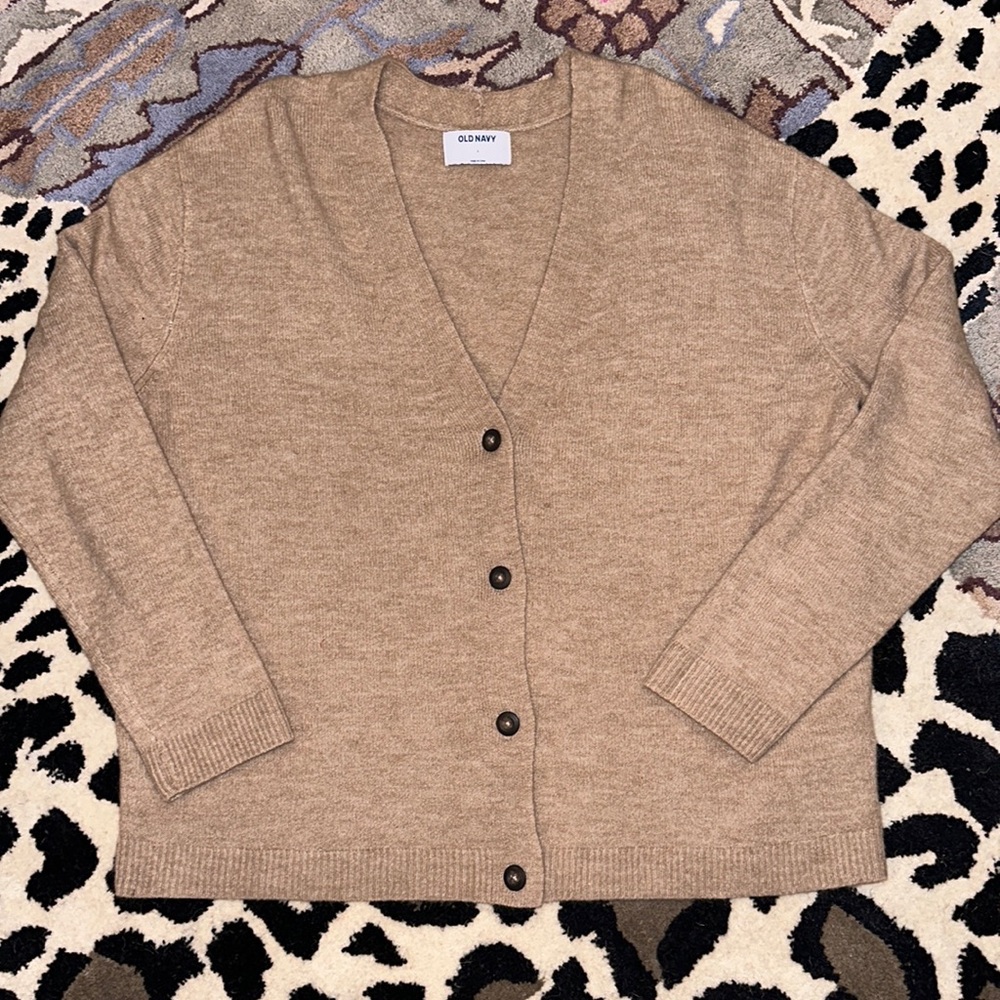 Old Navy Tan Button up Cardigan Sweater size Large